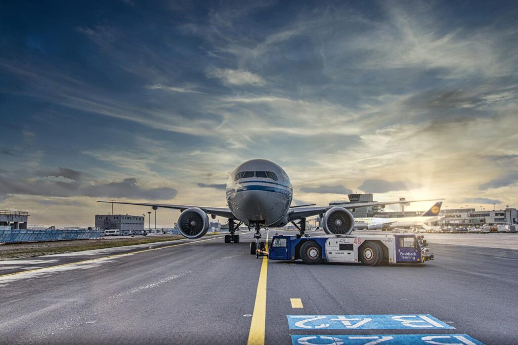 airplane on the runway for travel